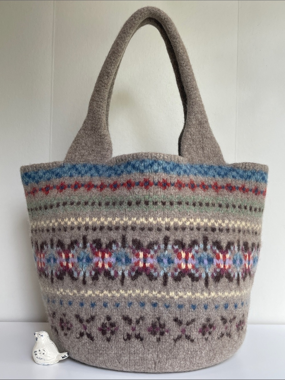 Rugby Ralph Lauren %100 Lamb Wool Classic Fair Isle Pattern Hand Knitted Bag - Picture 6 of 17